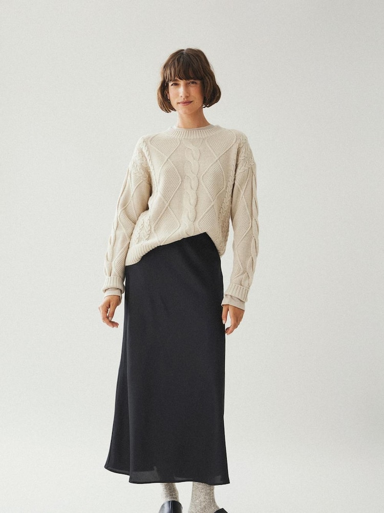 VILA Black Satin High Waisted Midi Skirt - Image 4 of 4 VILA Black Satin High Waisted Midi Skirt - Image 4 of 4
