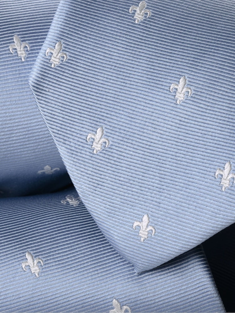 Charles Tyrwhitt Sky Blue Fleur-De-Lys Silk Tie - Bild 2 von 2