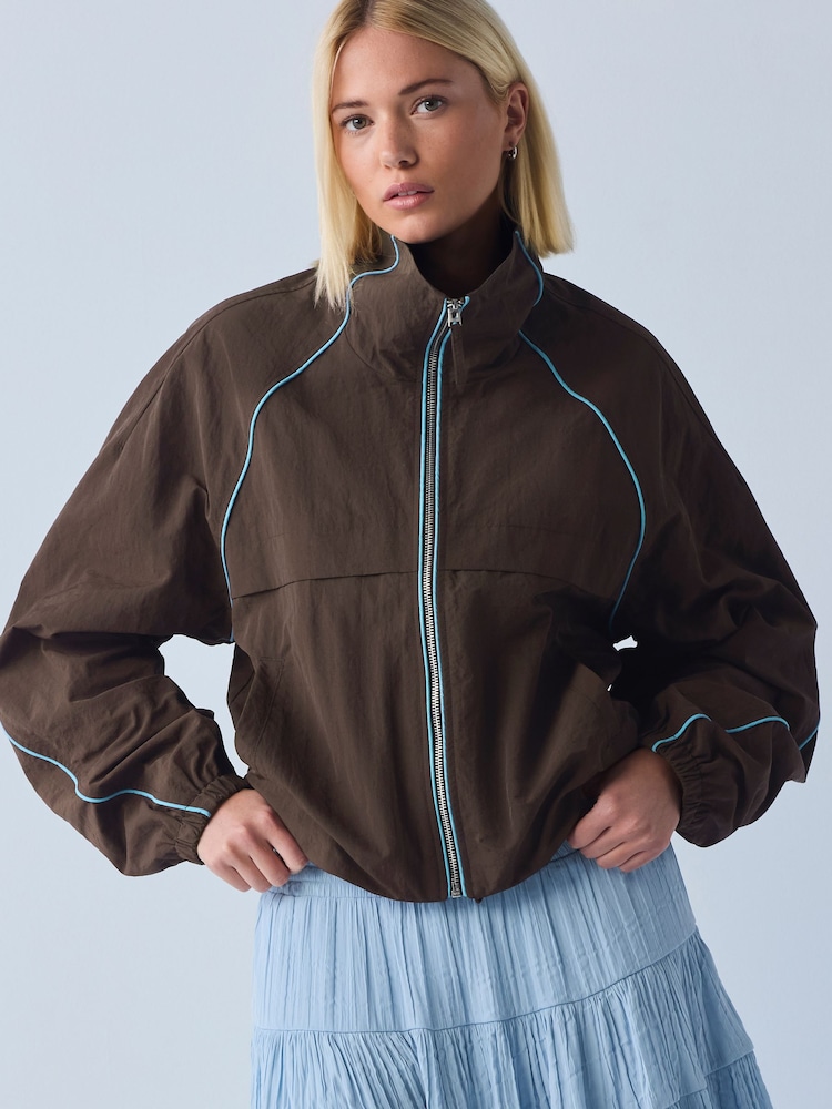 Chocolate Brown Shower Resistant Rain Jacket - Image 1 of 8