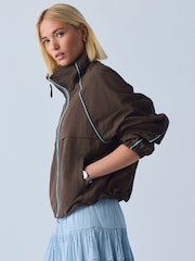 Chocolate Brown Shower Resistant Rain Jacket - Image 3 of 8