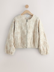 Ecru Embroidered Cotton Zip Through Jacket - Image 6 of 8