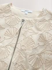 Ecru Embroidered Cotton Zip Through Jacket - Image 7 of 8