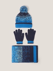 Monsoon Blue Pixel Knit Hat Scarf & Gloves Set - Image 1 of 2