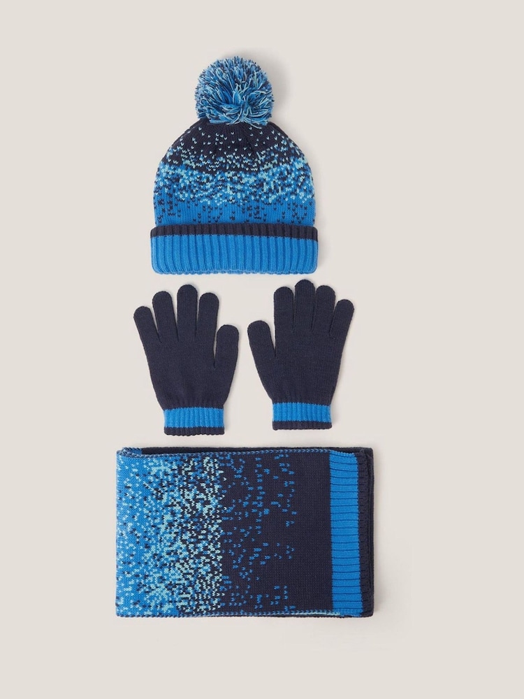 Monsoon Blue Pixel Knit Hat Scarf & Gloves Set - Image 1 of 2