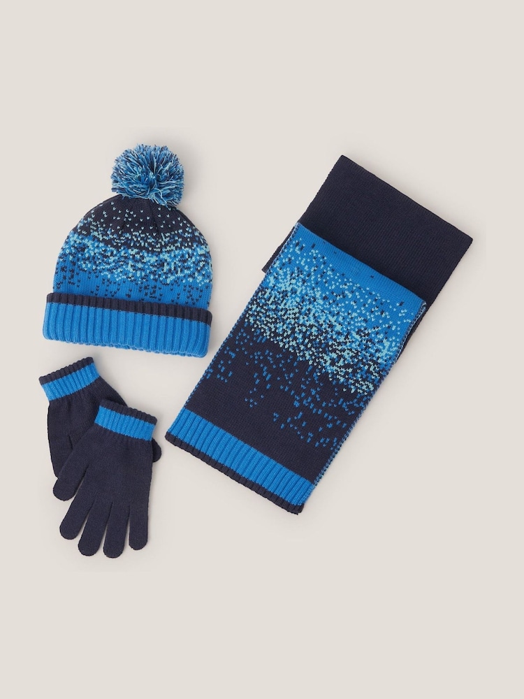 Monsoon Blue Pixel Knit Hat Scarf & Gloves Set - Image 2 of 2