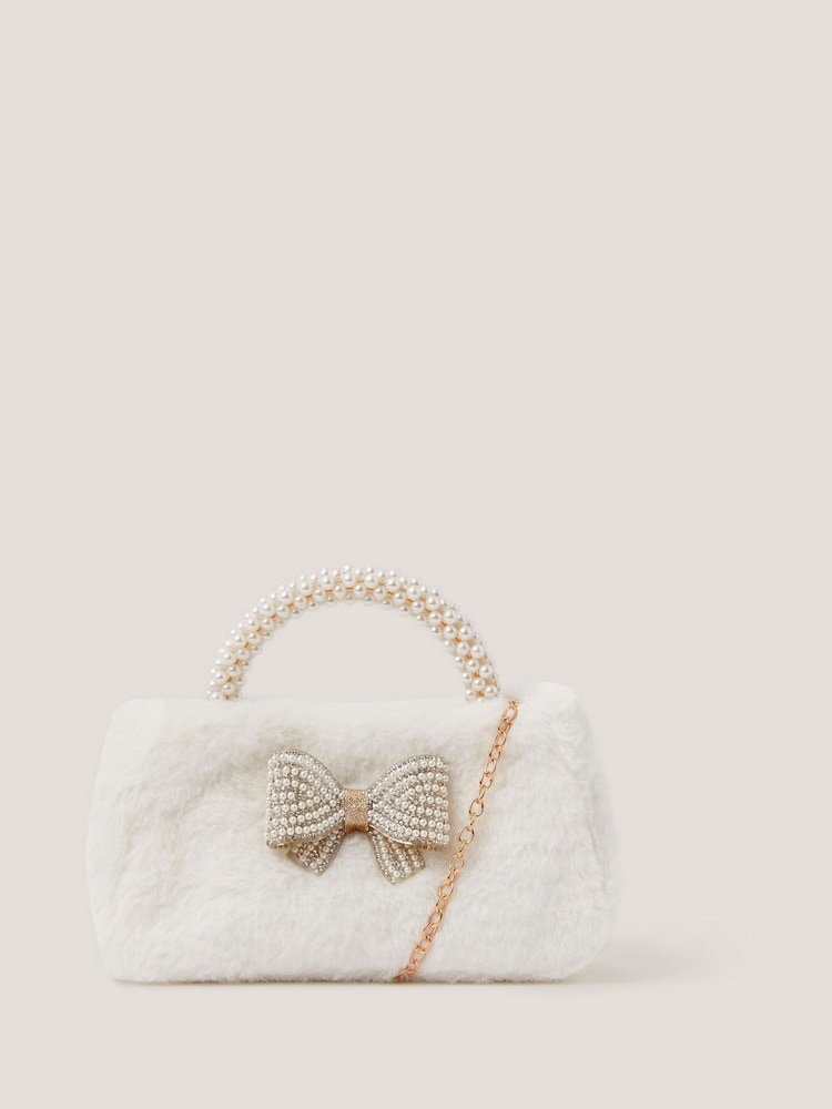 Monsoon Cream Fluffy Pearl Handle Bag - Image 1 of 3 Monsoon Cream Fluffy Pearl Handle Bag - Image 1 of 3