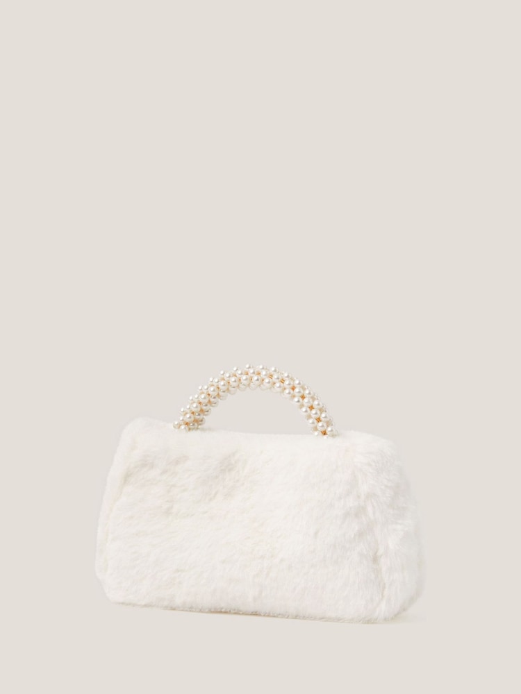 Monsoon Cream Fluffy Pearl Handle Bag - Image 2 of 3 Monsoon Cream Fluffy Pearl Handle Bag - Image 2 of 3