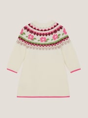 Monsoon Cream Baby Floral Fairisle Jumper Dress - Image 3 of 4