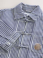 Blue and White Stripe Cotton Stripe Embroidered Jacket - Image 2 of 3