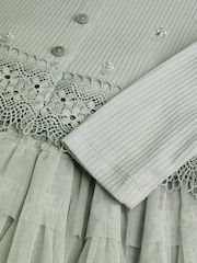 Monsoon Green Embellished Cardigan & Mesh Tiered Skirt Set - Image 3 of 3