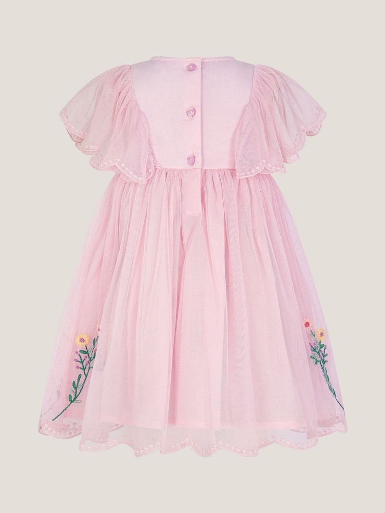 Monsoon Pink Baby Floral Embroidered Tulle Dress - Image 2 of 3 Monsoon Pink Baby Floral Embroidered Tulle Dress - Image 2 of 3