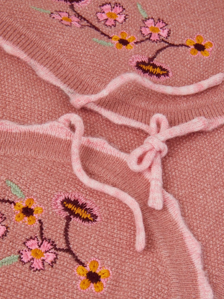 Monsoon Pink Rose Embroidered Knitted Waistcoat - Image 3 of 3