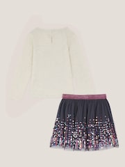 Monsoon Purple Cosmic Stamp Unicorn Top & Skirt Set - Image 2 of 3