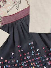 Monsoon Purple Cosmic Stamp Unicorn Top & Skirt Set - Image 3 of 3