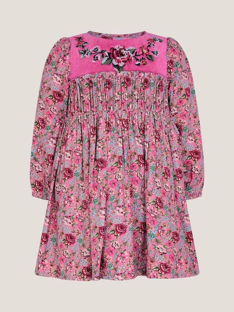 Monsoon Pink Baby Floral Long Sleeve Dress - Image 1 of 3 Monsoon Pink Baby Floral Long Sleeve Dress - Image 1 of 3