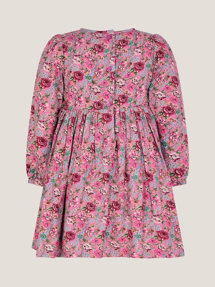 Monsoon Pink Baby Floral Long Sleeve Dress - Image 2 of 3 Monsoon Pink Baby Floral Long Sleeve Dress - Image 2 of 3