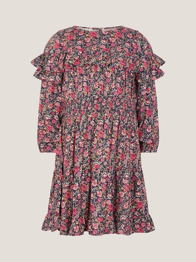Monsoon Blue Ditsy Floral Ruffle Dress - Image 1 of 3