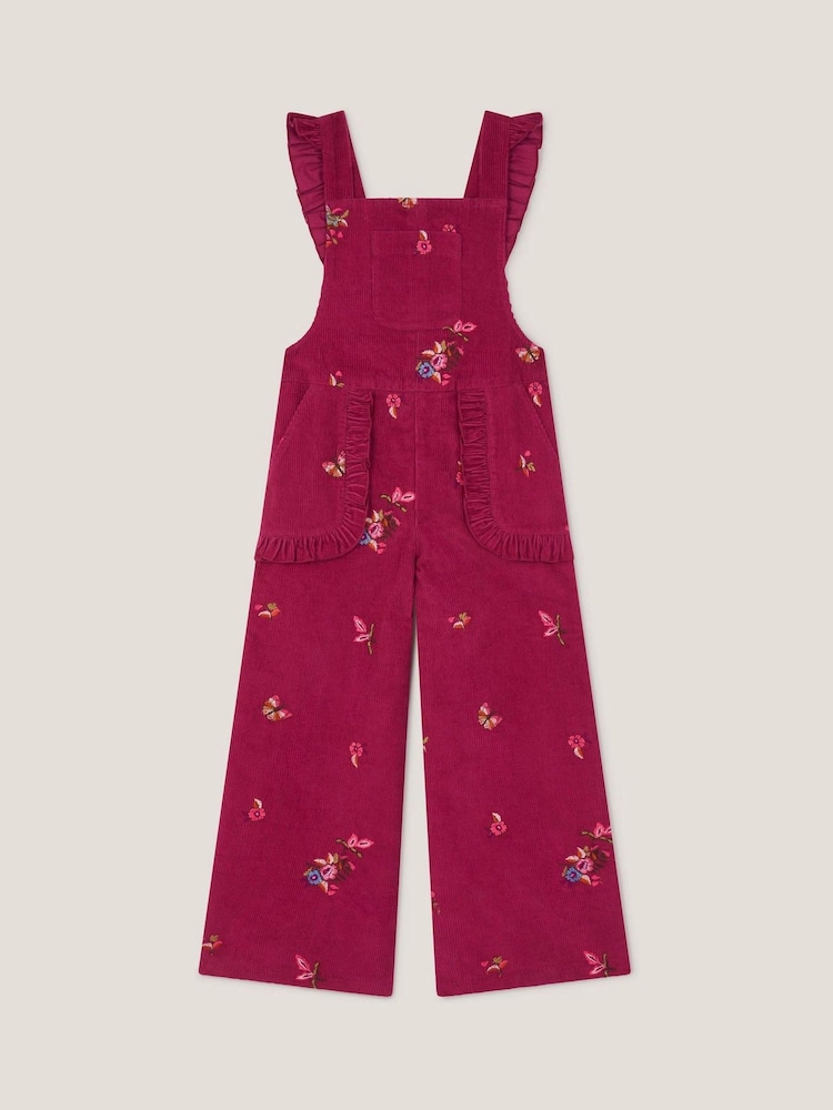 Monsoon Red Embroidered Corduroy Dungarees - Image 1 of 2 Monsoon Red Embroidered Corduroy Dungarees - Image 1 of 2