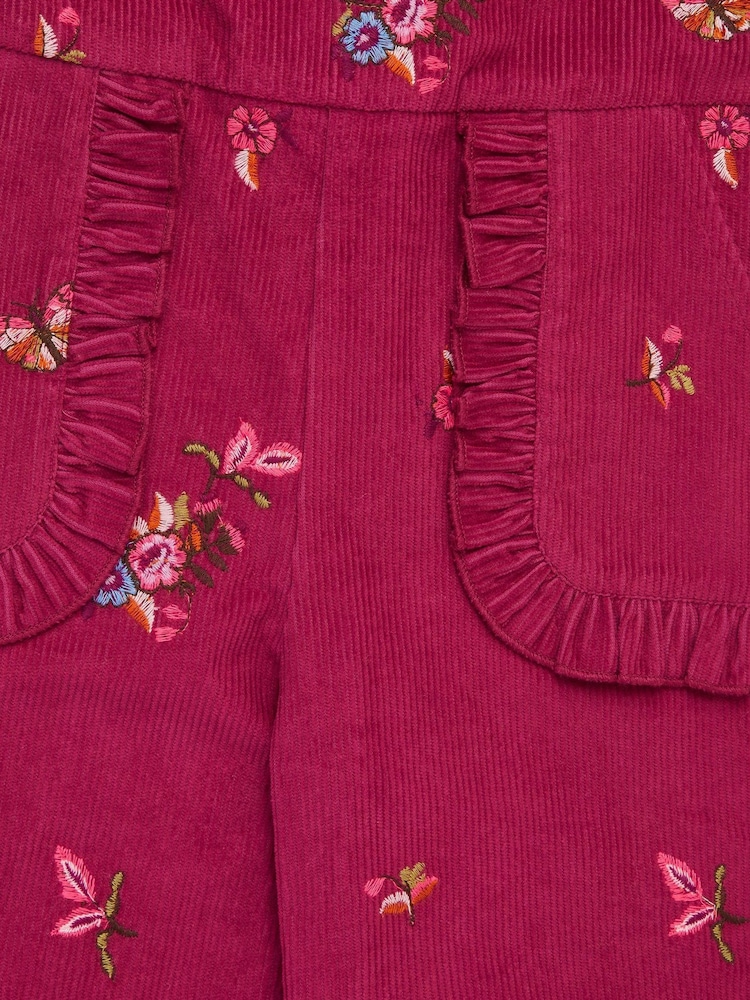Monsoon Red Embroidered Corduroy Dungarees - Image 2 of 2