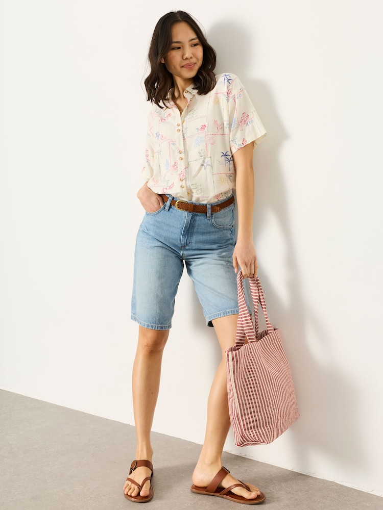 FatFace Jordan Denim Lightwash Longline Denim Shorts - Image 5 of 5