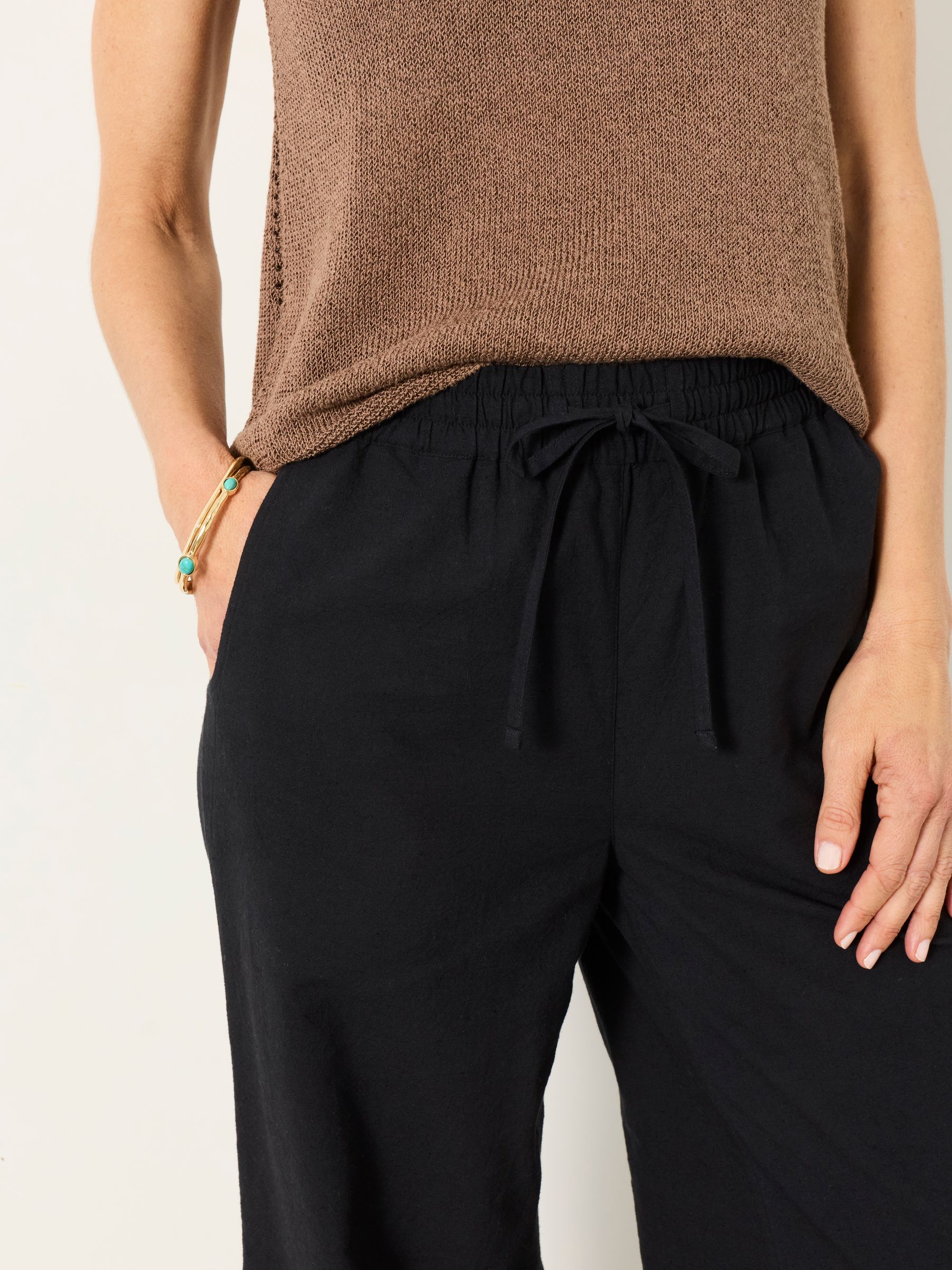 Buy FatFace Amberly Black Embroidered Wide Leg Trousers from Next