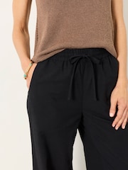 FatFace Amberly Black Embroidered Wide Leg Trousers - Image 6 of 8