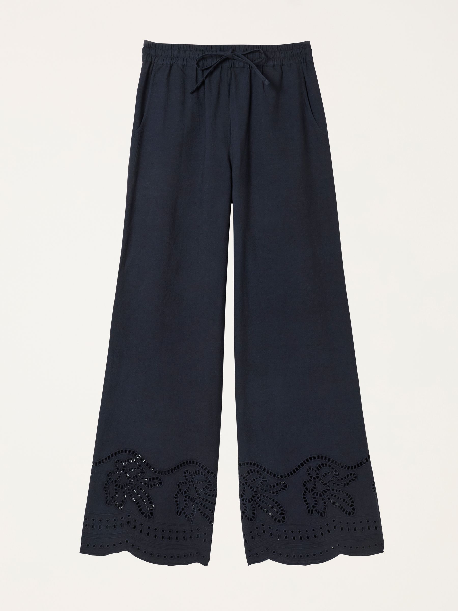 Buy FatFace Amberly Black Embroidered Wide Leg Trousers from Next