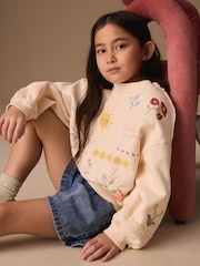 Cream Embroidered Detail Floral Sweatshirt (3-16yrs) - Image 1 of 4