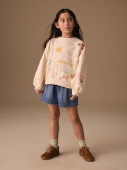 Cream Embroidered Detail Floral Sweatshirt (3-16yrs) - Image 2 of 4