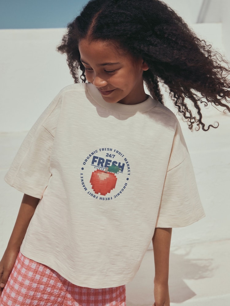 Fruchtgrafik/Rot Vichy-Karo - T-Shirt und Hose mit Rüschen-Saum Set (3–16Jahre) - Bild 3 von 3