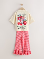 Fruit Graphic/Red Gingham T-Shirt and Frill Hem Trousers Set (3-16yrs) - Image 6 of 8