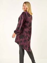 Roman Purple Curve Swirl Print Buttoned Blouse - Image 4 of 5