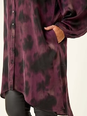 Roman Purple Curve Swirl Print Buttoned Blouse - Image 5 of 5