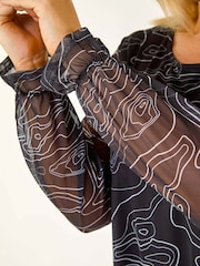 Roman Black Curve Swirl Print Stretch Blouse - Image 5 of 5