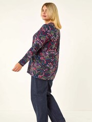 Roman Blue Paisley Print Soft Stretch Blouse - Image 2 of 5