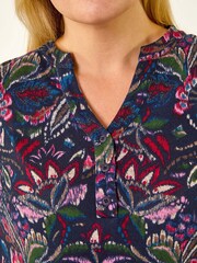 Roman Blue Paisley Print Soft Stretch Blouse - Image 5 of 5