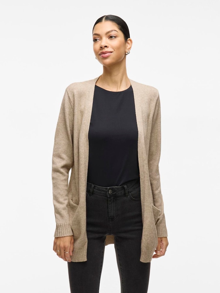 VILA Brown Long Sleeve Lightweight Knit Cardigan - Image 1 of 4 VILA Brown Long Sleeve Lightweight Knit Cardigan - Image 1 of 4