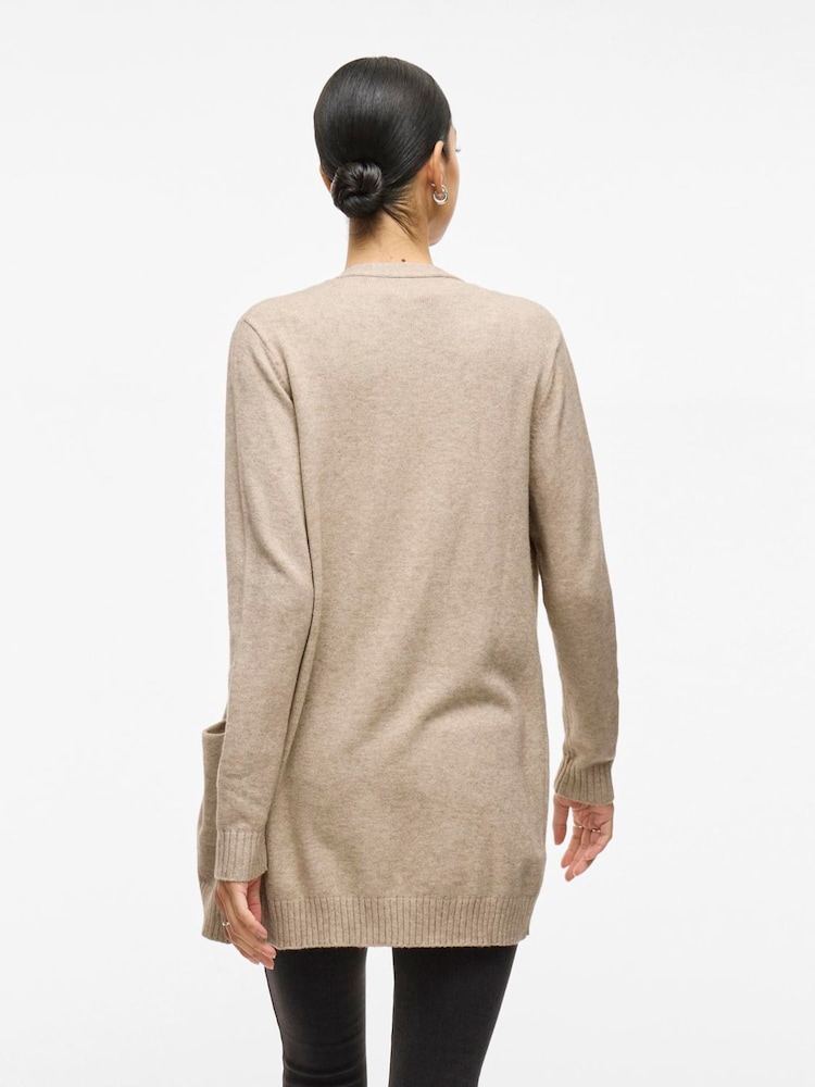 VILA Brown Long Sleeve Lightweight Knit Cardigan - Image 2 of 4 VILA Brown Long Sleeve Lightweight Knit Cardigan - Image 2 of 4