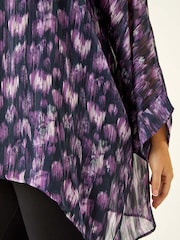 Roman Purple Swirl Print Metallic Blouse - Image 5 of 5