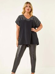 Roman Black Curve Hotfix Woven T-Shirt - Image 2 of 5