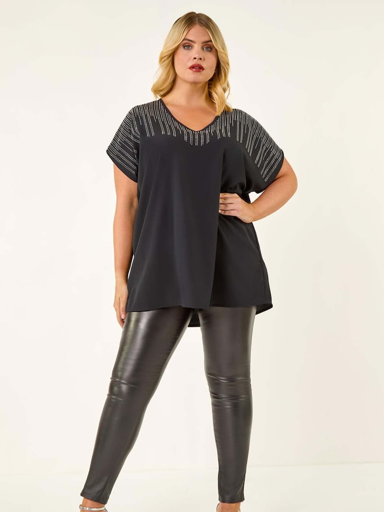 Roman Black Curve Hotfix Woven T-Shirt - Image 2 of 5
