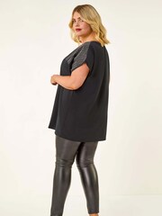 Roman Black Curve Hotfix Woven T-Shirt - Image 3 of 5