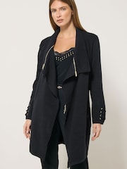Star by Julien MacDonald Black Edge To Edge Zip Cardigan - Image 1 of 5