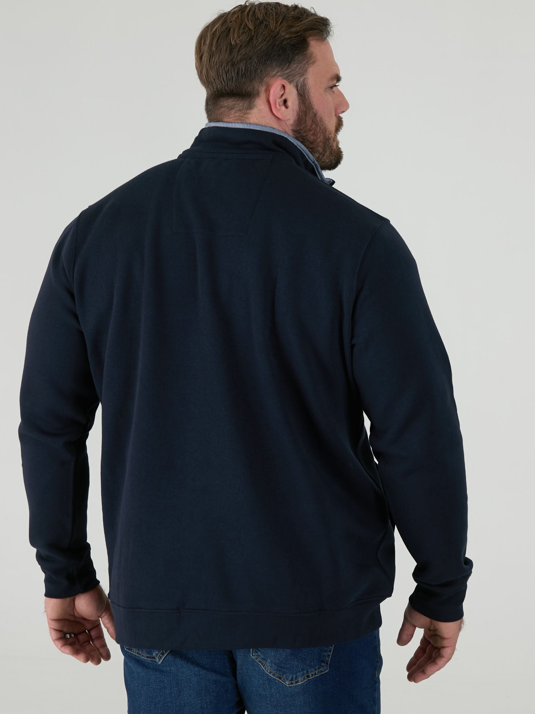 Buy D555 Blue RUSSEL 1 Zipper Neck In Fleece With Chest Embroidery