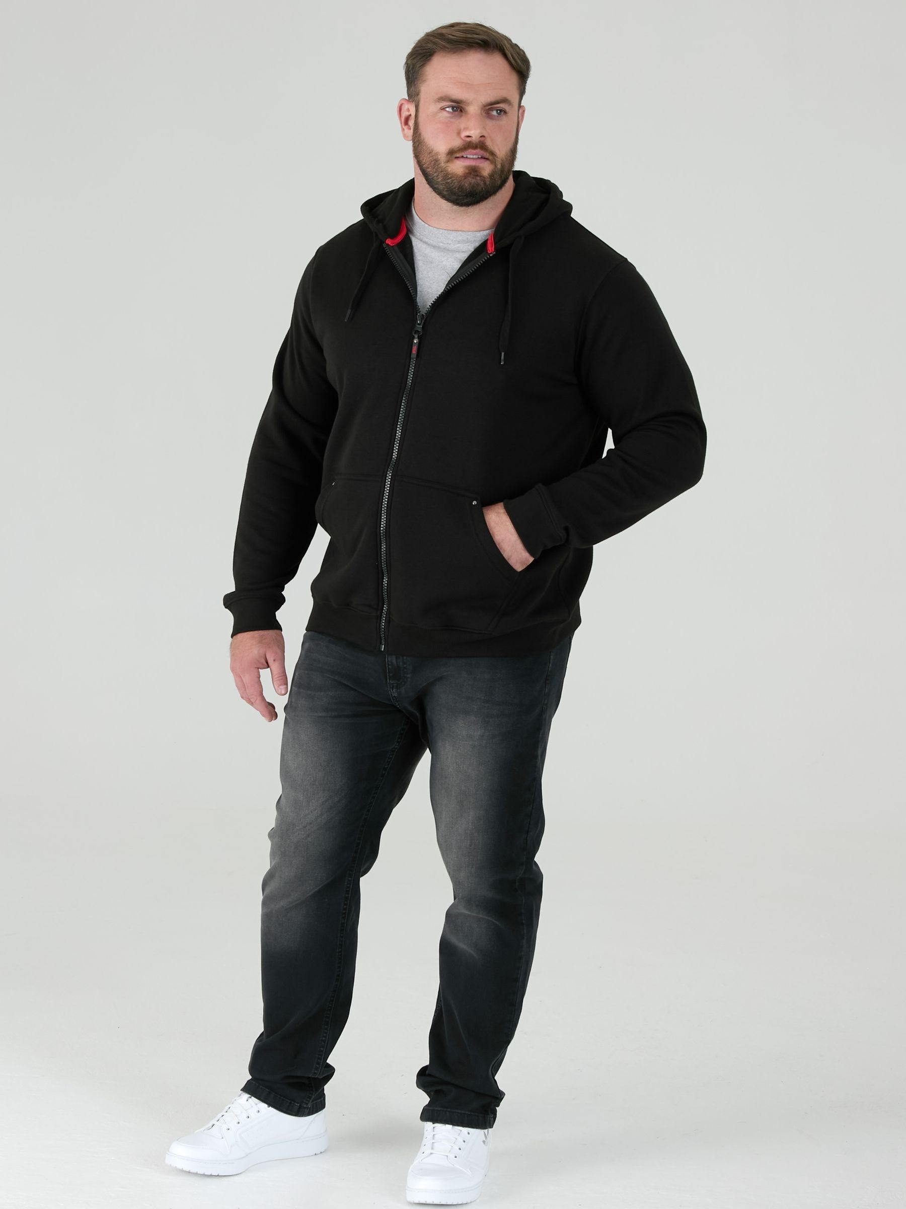 Buy D555 Black CANTOR Heavy Weight Zip Through Hooded Sweatshirt