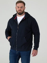 D555 Blue CANTOR Heavy Weight Zip Through Hooded Sweatshirt - Image 1 of 10