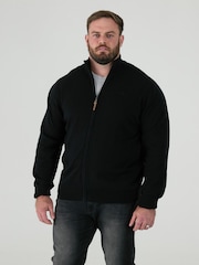 D555 Black FRANCO 1 Classic Zip Through Knitted Sweater - Image 1 of 8