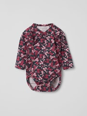 Polarn O. Pyret Red Cotton Ditsy Floral Print Wraparound Babygrow - Image 1 of 3