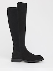 JD Williams Black Wide Fit Real Suede Riding Boots - Image 1 of 3