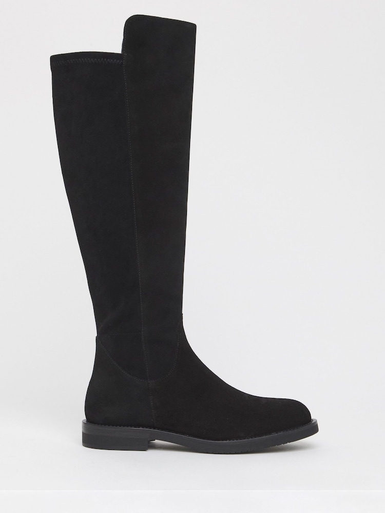 JD Williams Black Wide Fit Real Suede Riding Boots - Image 1 of 3 JD Williams Black Wide Fit Real Suede Riding Boots - Image 1 of 3